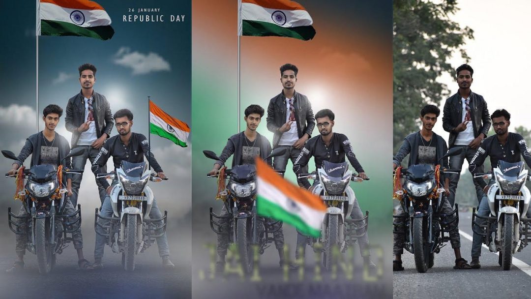 Biker Boy With Flag Republic Day Photo Editing For 26 January