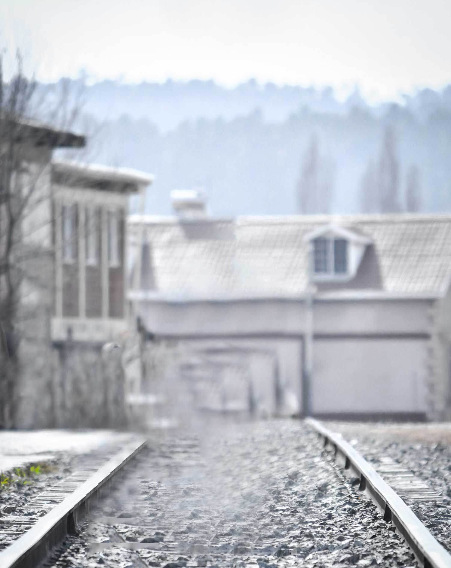Railway Track Blur Background White Texture Stock