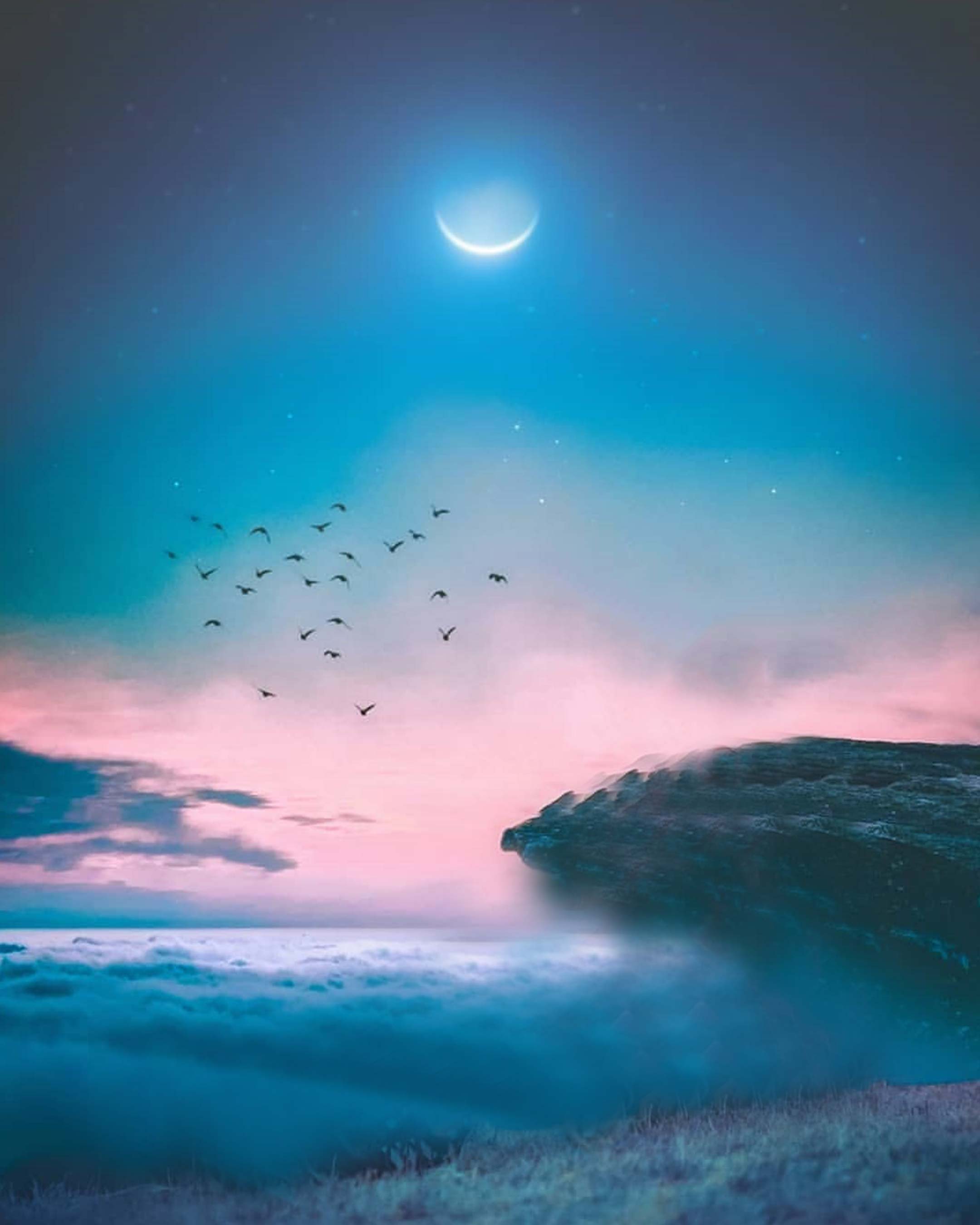 Amazing Blue Tone Moon Snapseed Background Stock