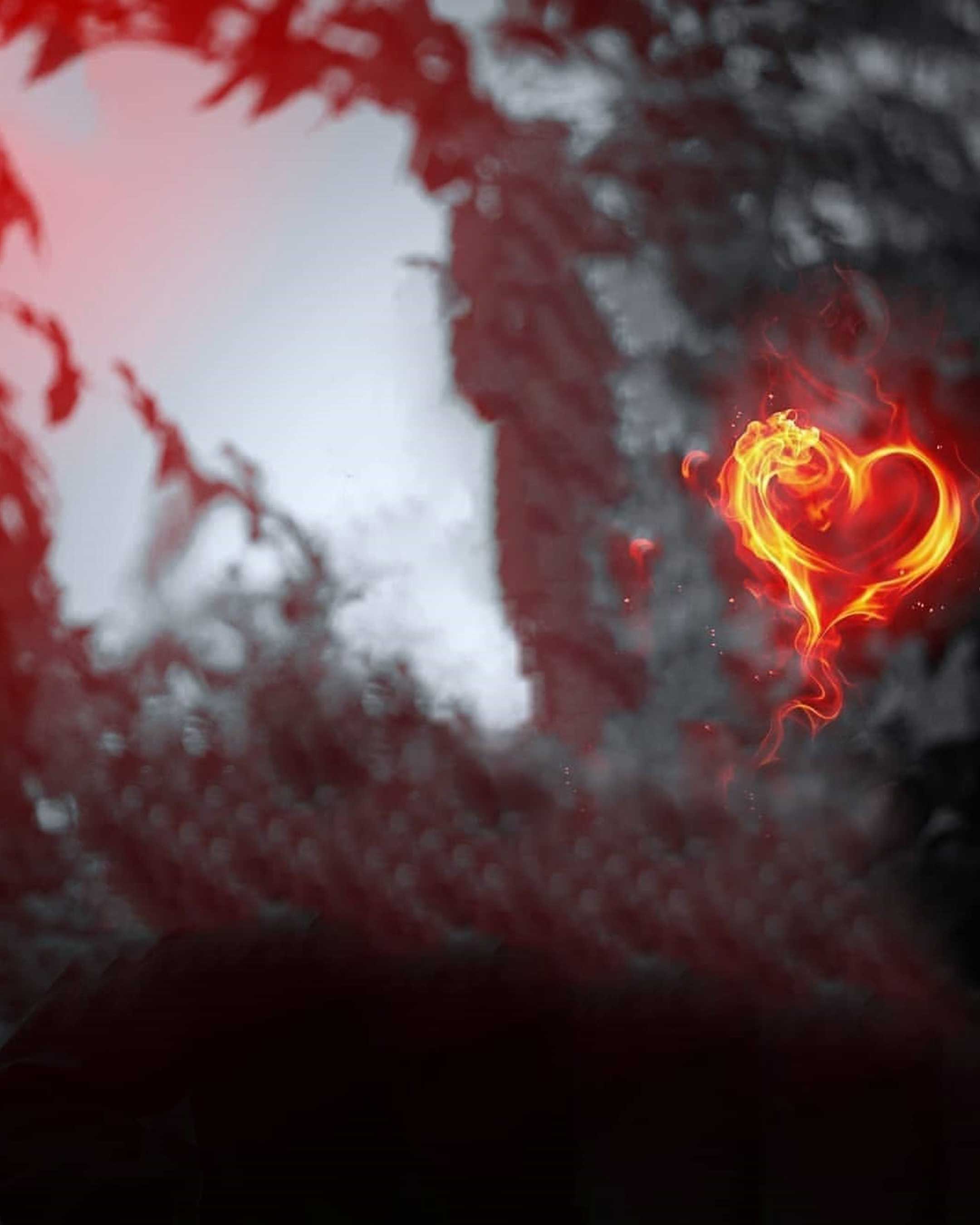 Burning Heart Shape Snapseed Background Free Stock Photo