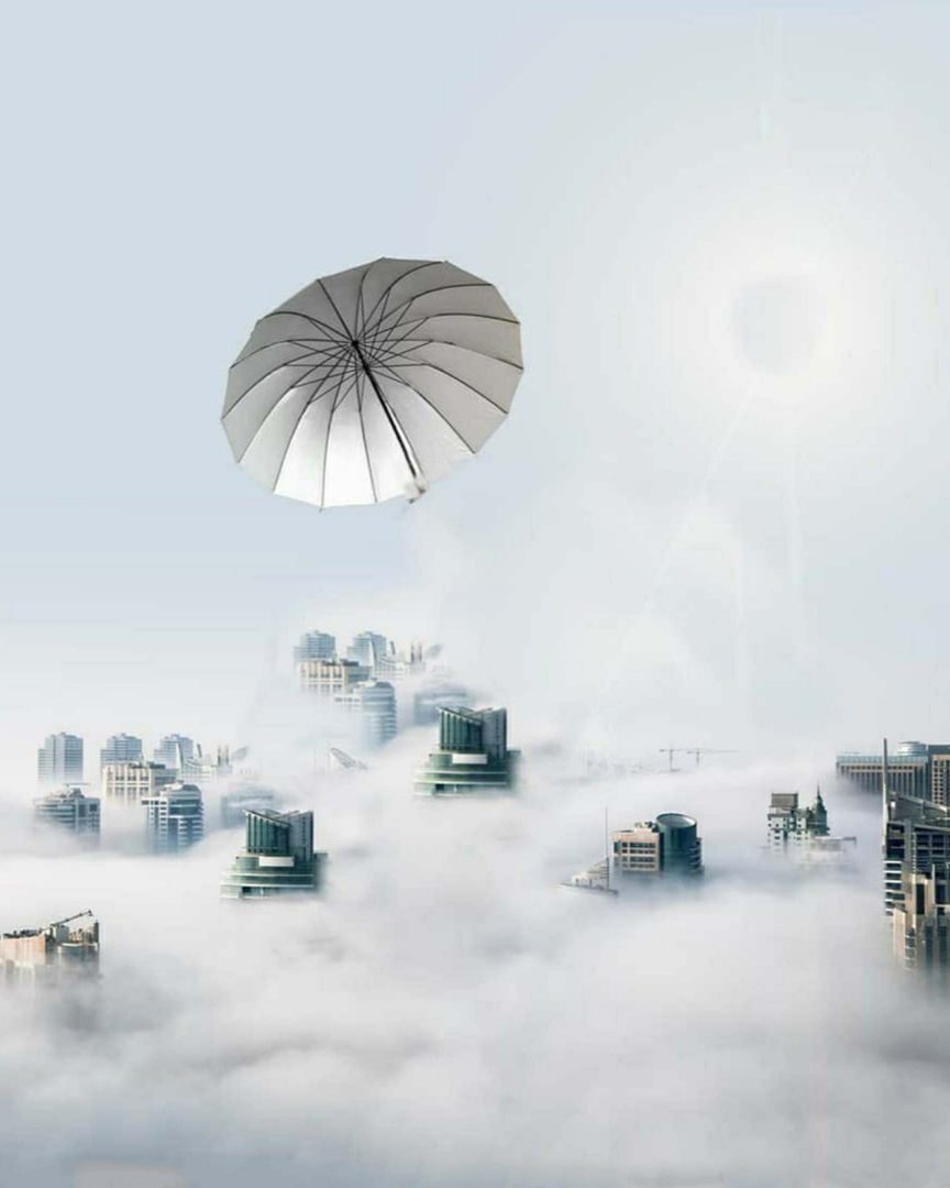 Flying Umbrella Photo Editing Background 4K Image