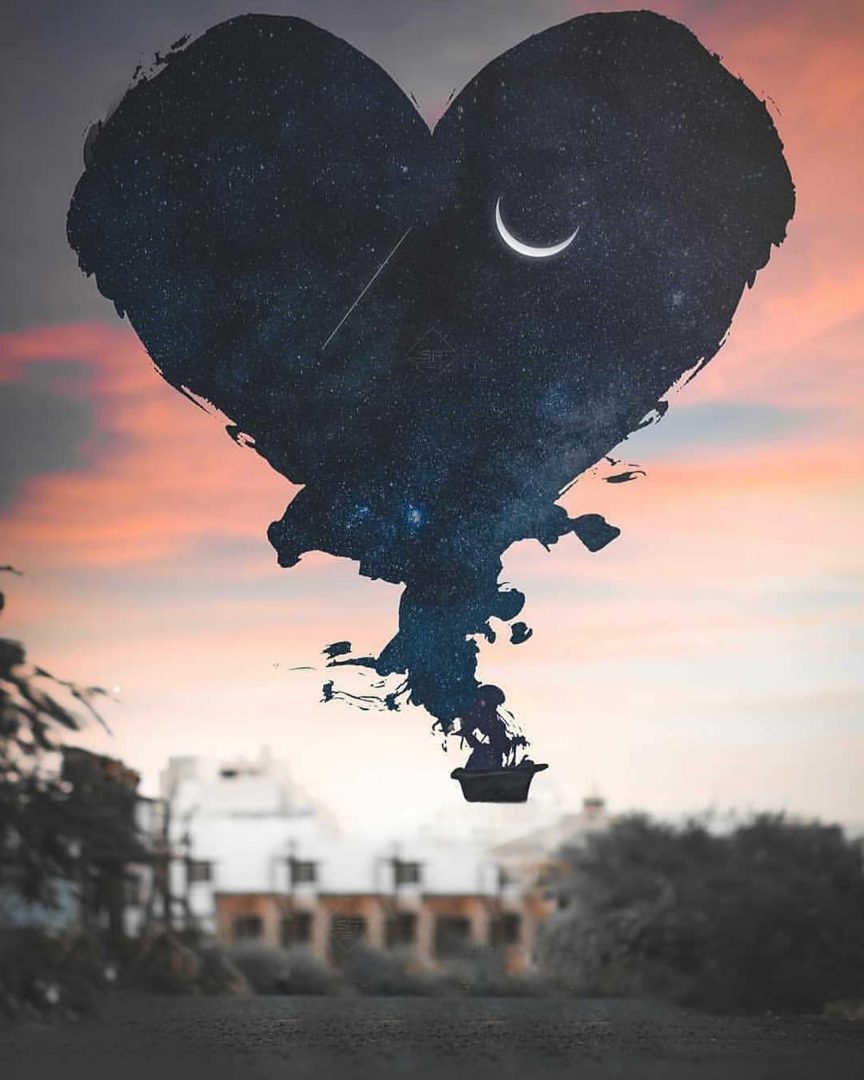 Black Heart PicsArt Background Full HD For Editing