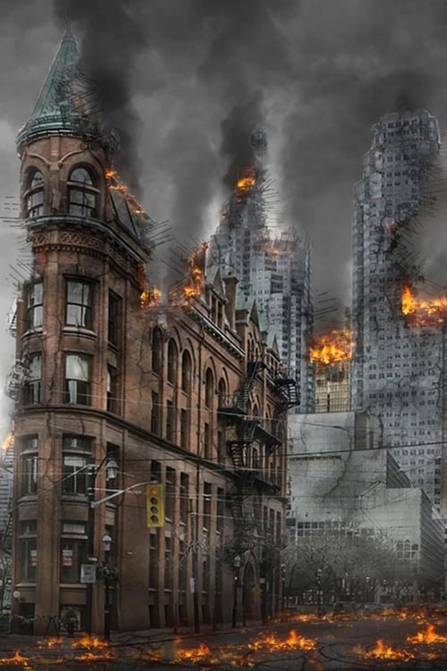 Fire In City PicsArt Background Free Stock Image